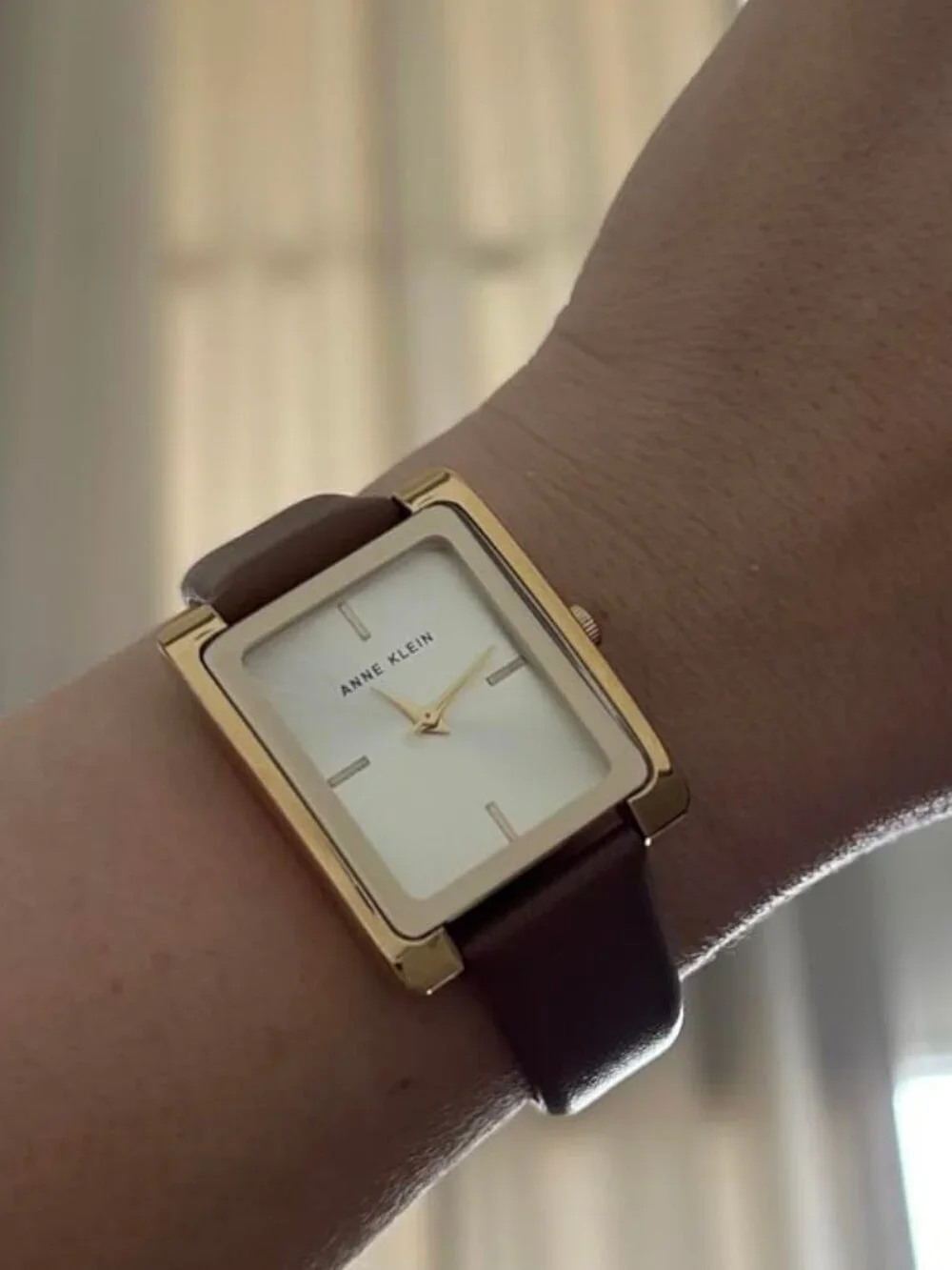 Anne Klein Women's Honey Brown Gold Leather Strap Analog Quartz Luxury Watch